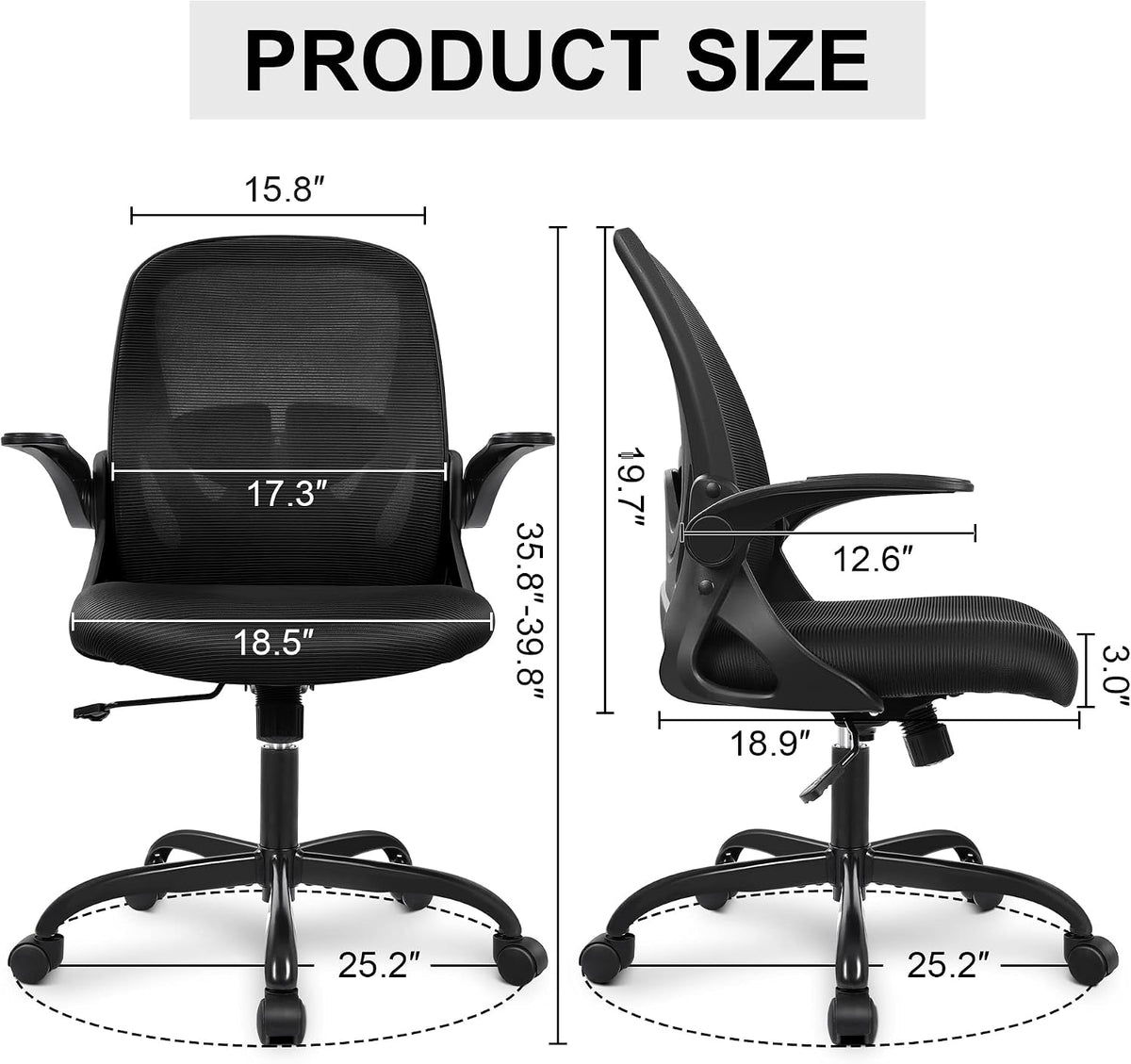 Primy Fauteuil de Bureau Ergonomique avec Soutien Lombaire et Hauteur Réglables