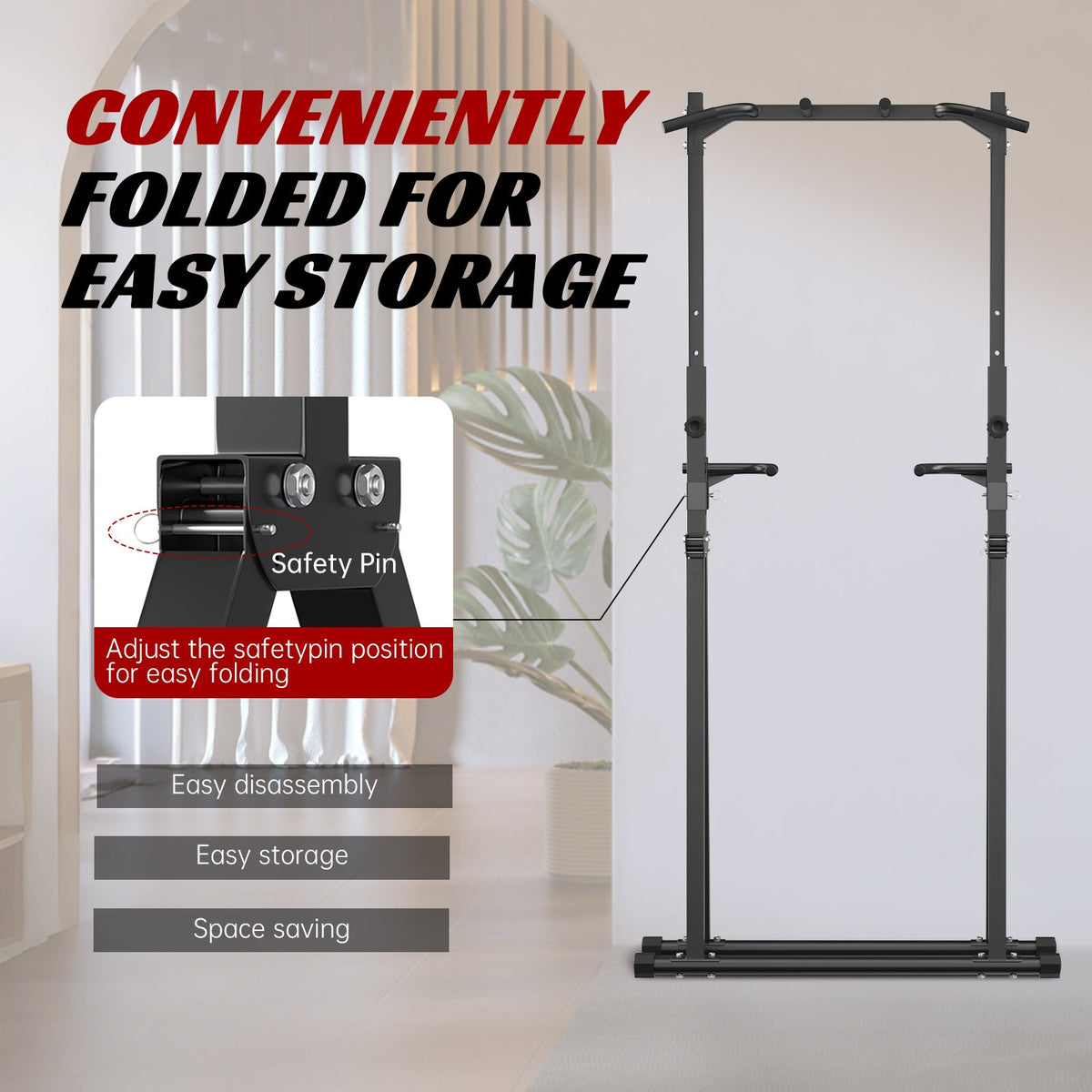 Barre de traction pliable Primy 350 lb, barre de traction pour gym à domicile, tour de musculation autoportante à barres parallèles, équipement de fitness pour l'entraînement musculaire