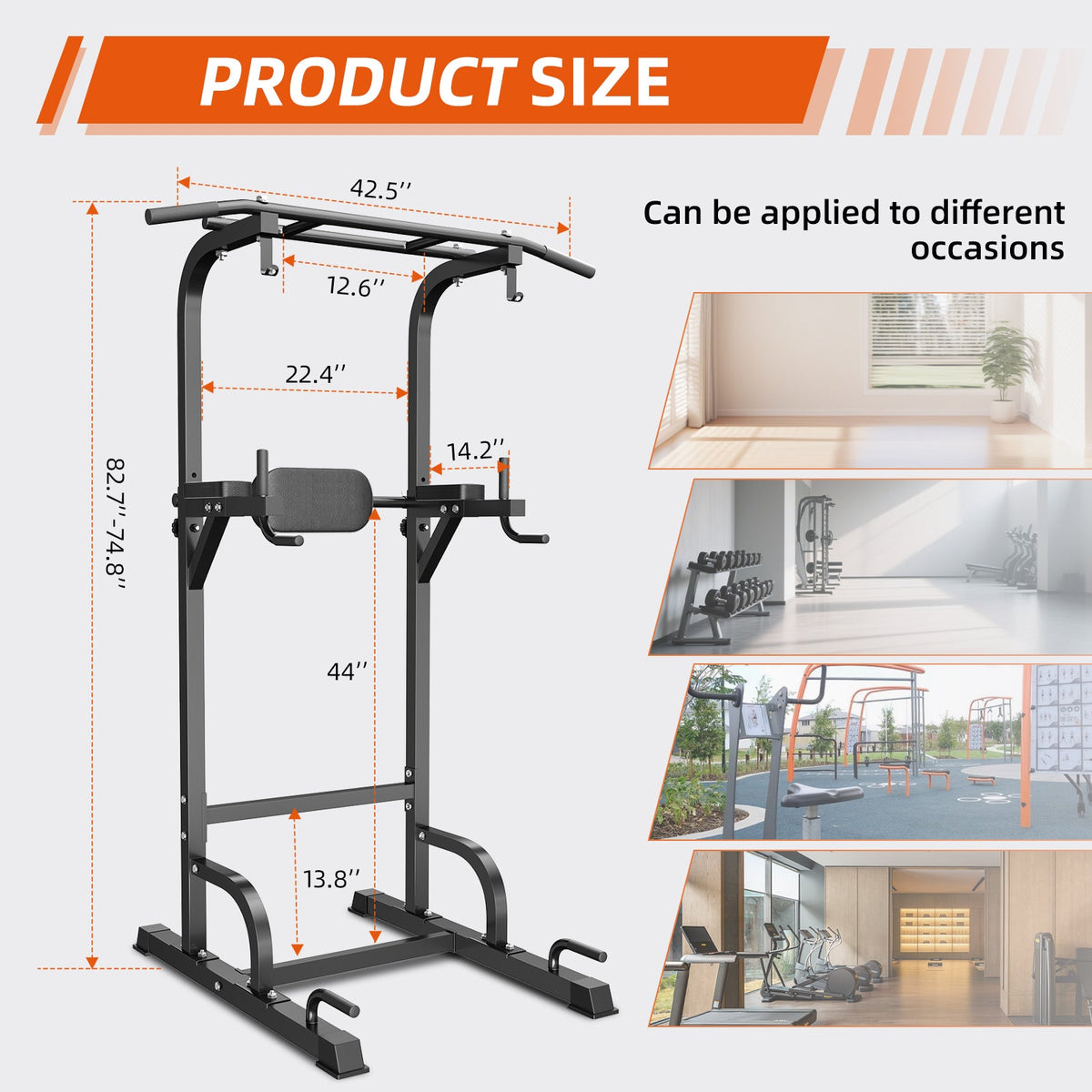 Primy 350lbs Multifunction Power Tower, Station de traction/dips pour entraînement de musculation à domicile