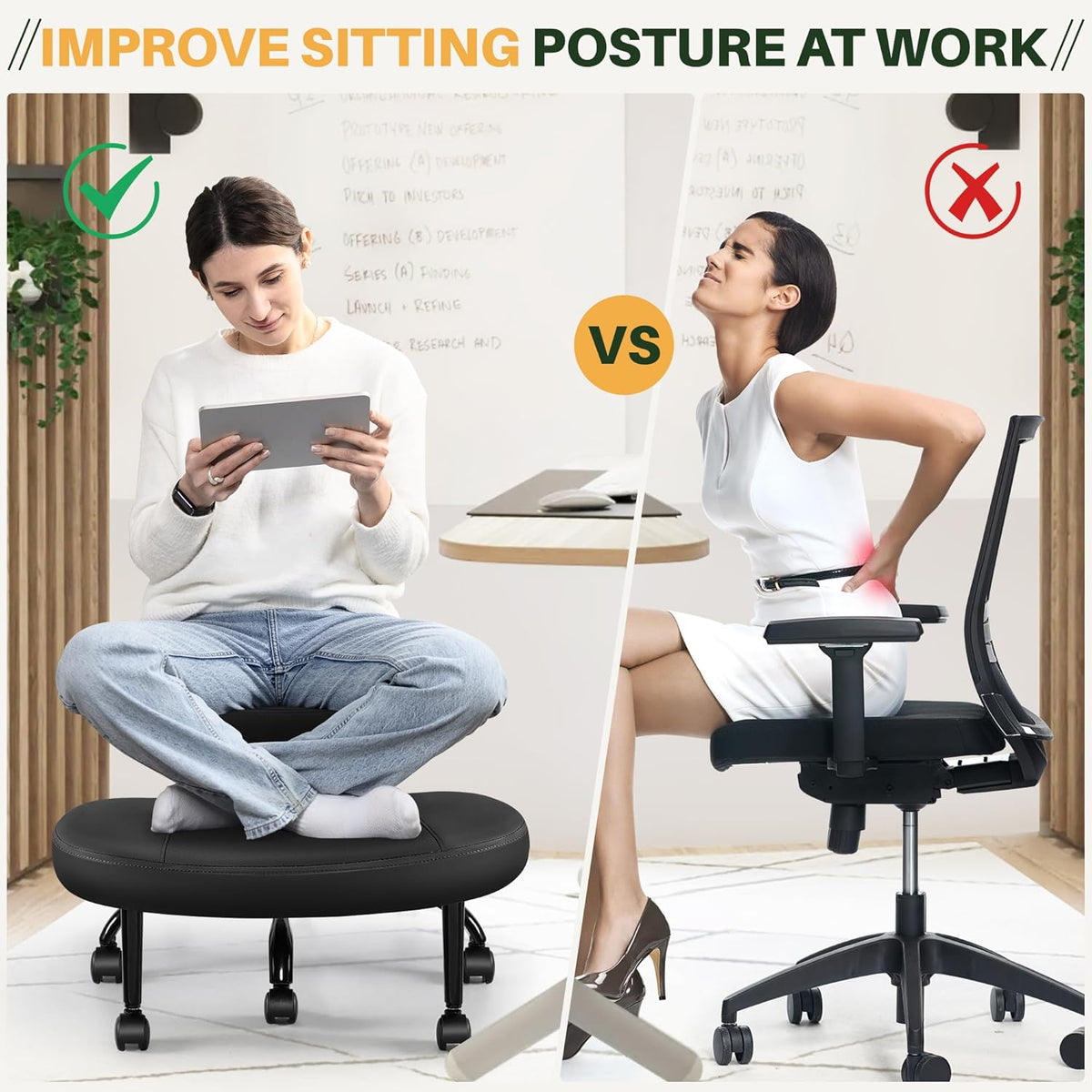 Chaise ergonomique pour posture en tailleur TDAH Primy D19