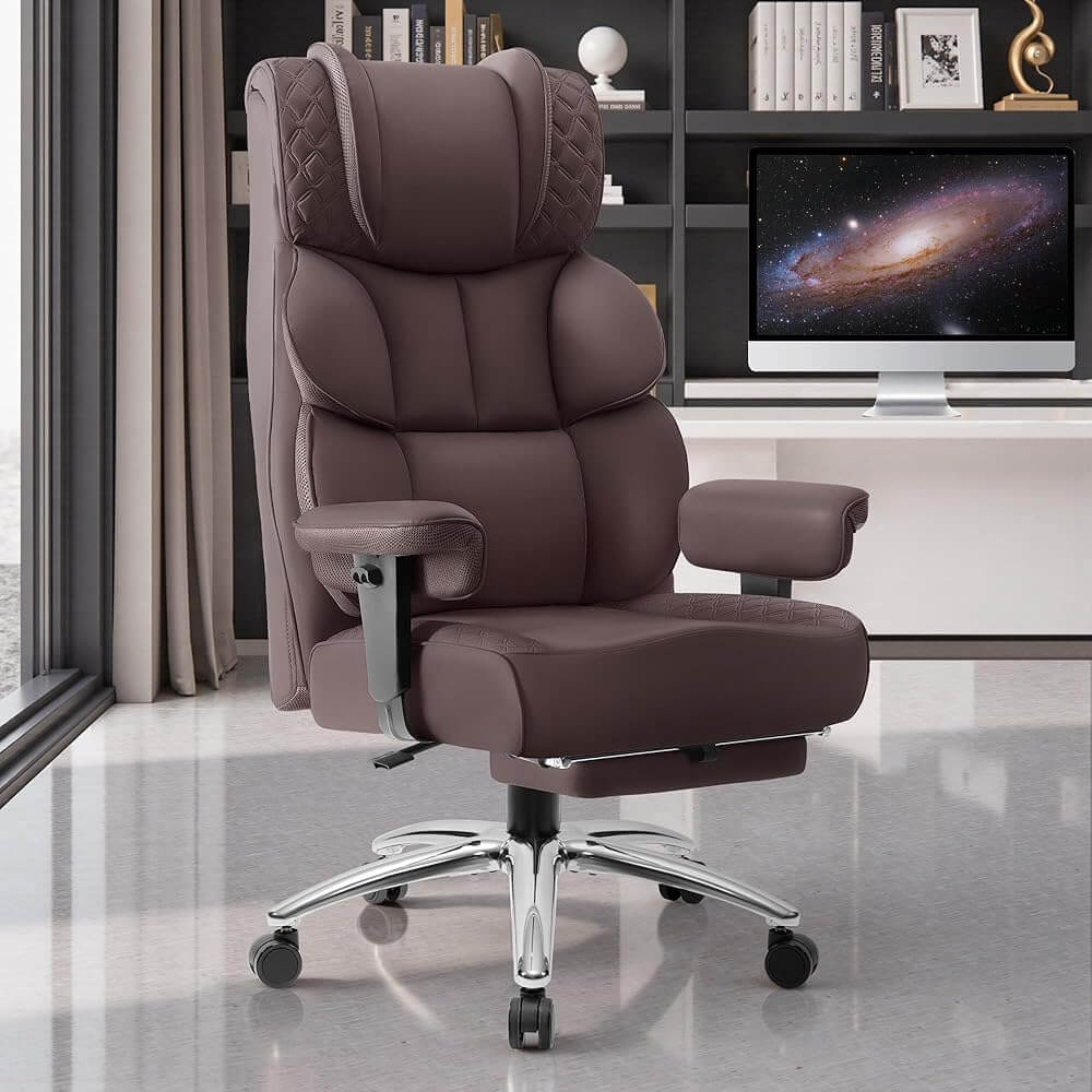 Chaise de bureau exécutive en cuir grand format avec support dorsal