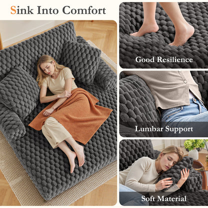 53 Fauteuil de salon capitonné – Canapé-lit moderne avec coussins et accoudoirs, Lit fauteuil douillet pour salon, chambre à coucher
