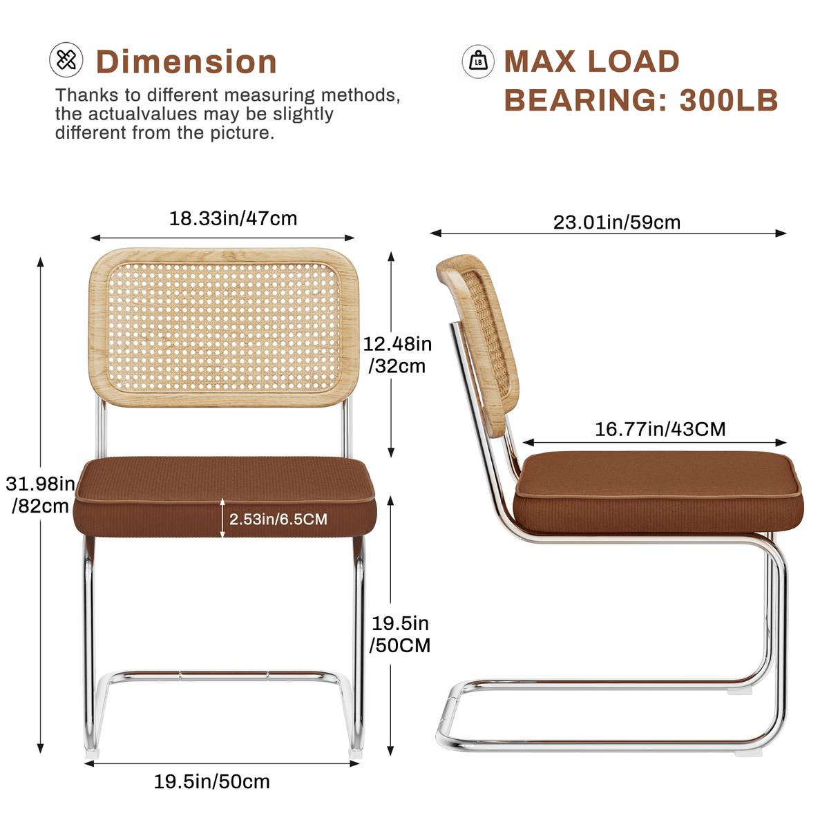 Chaises de salle à manger en rotin naturel - Lot de 2