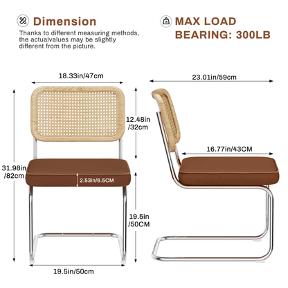 Chaises de salle à manger en rotin naturel - Lot de 2