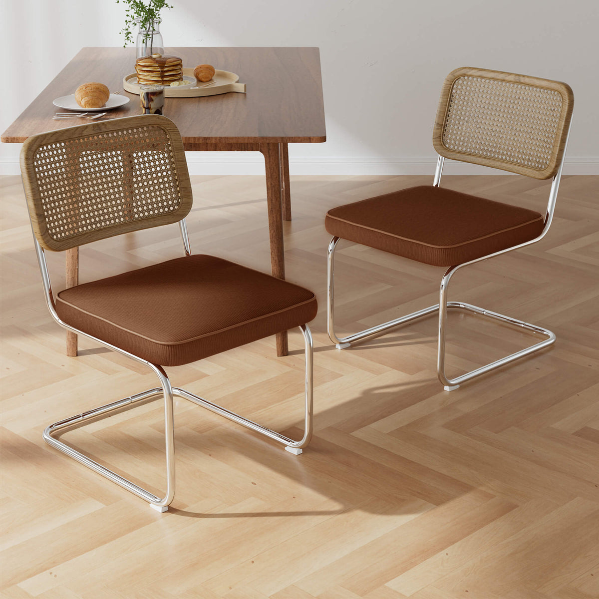 Chaises de salle à manger en rotin naturel - Lot de 2