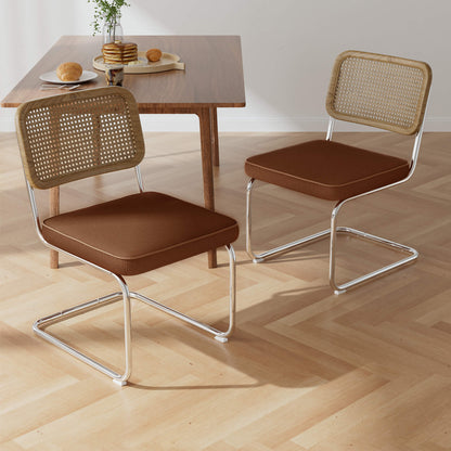 Chaises de salle à manger en rotin naturel - Lot de 2