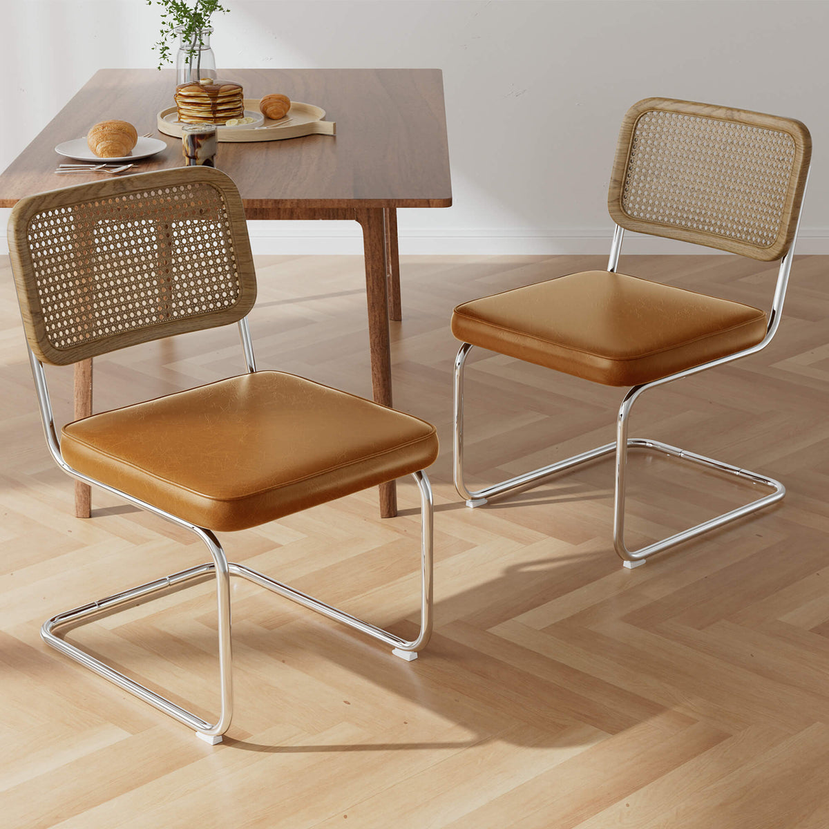 Chaises de salle à manger en rotin naturel - Lot de 2