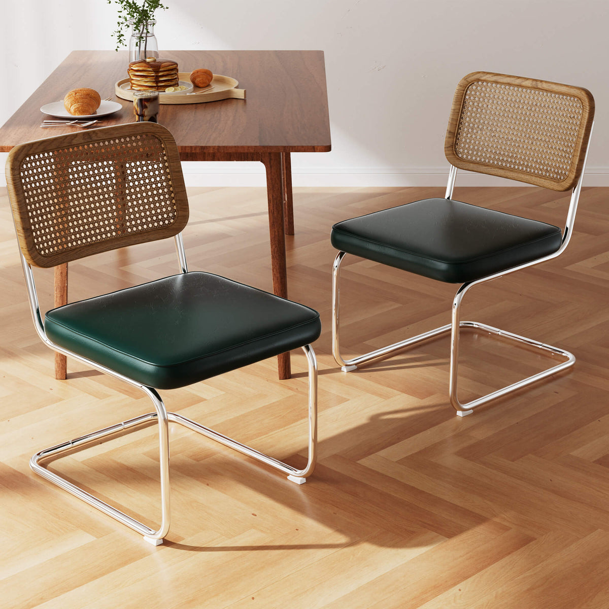 Chaises de salle à manger en rotin naturel - Lot de 2