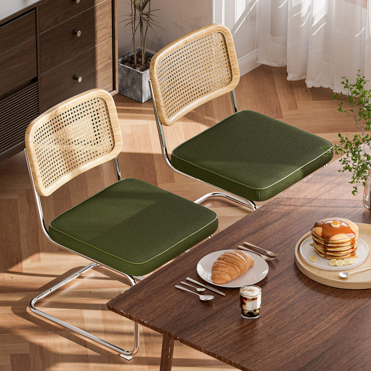 Chaises de salle à manger en rotin naturel - Lot de 2