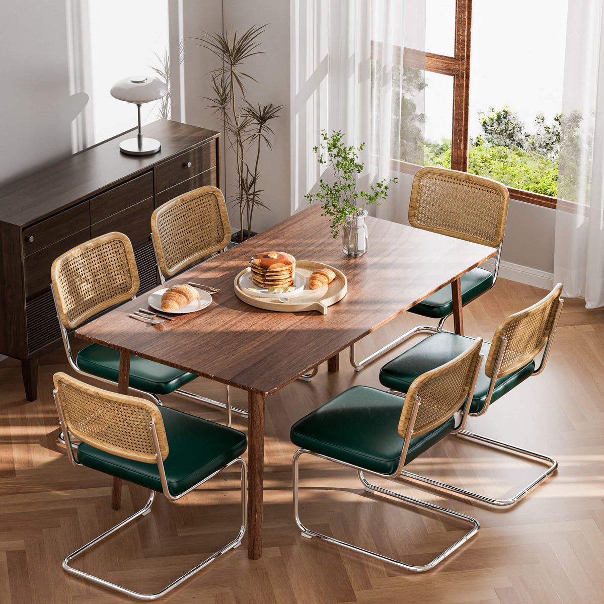 Chaises de salle à manger en rotin naturel - Lot de 2