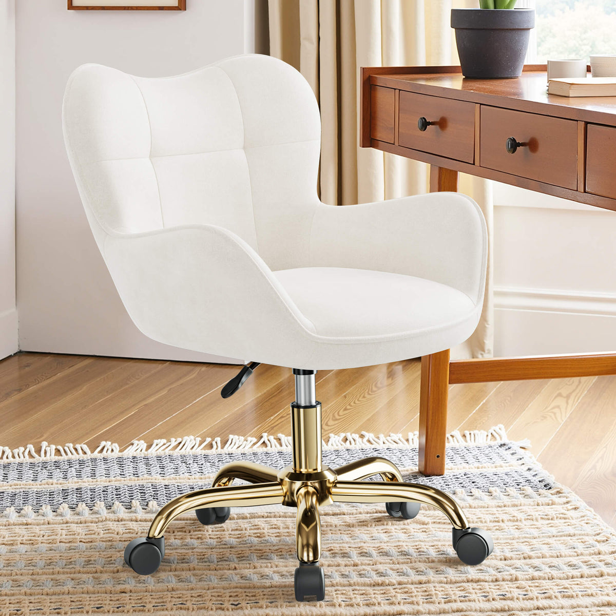Chaise de bureau pivotante réglable avec piètement à roulettes