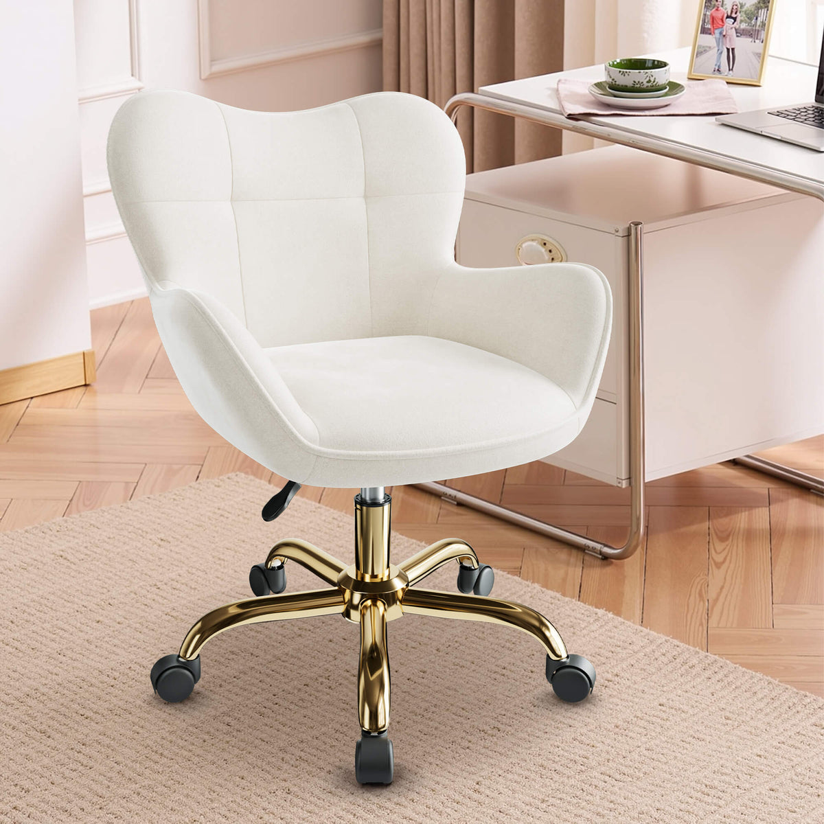 Chaise de bureau pivotante réglable avec piètement à roulettes