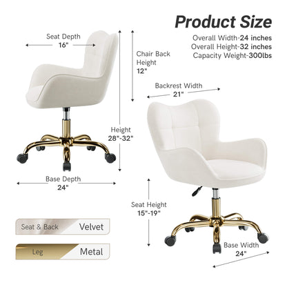 Chaise de bureau pivotante réglable avec piètement à roulettes
