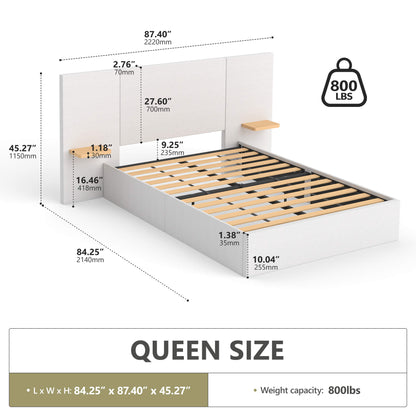 Lit en bois massif ModuNest avec tables de chevet intégrées
