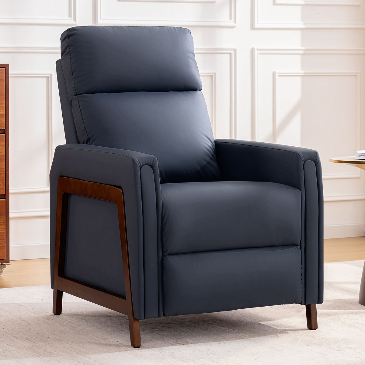 Fauteuil inclinable électrique en cuir de style Mid-Century Modern