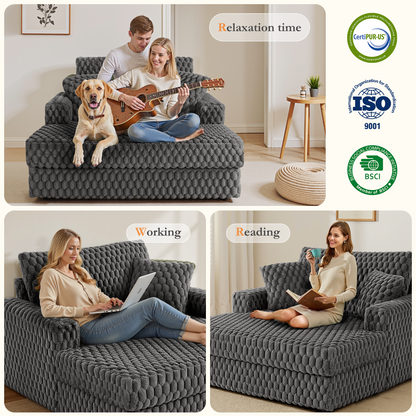 53 Fauteuil de salon capitonné – Canapé-lit moderne avec coussins et accoudoirs, Lit fauteuil douillet pour salon, chambre à coucher