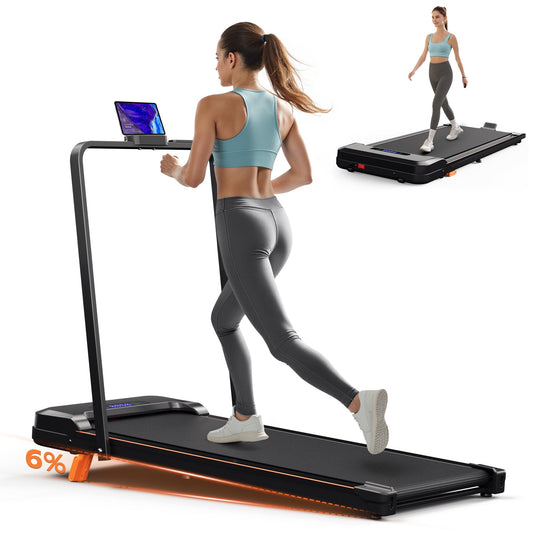 Tapis de marche Primy avec inclinaison et poignée, tapis roulant compact 4 en 1 sous le bureau pour la marche et le jogging, tapis roulant portable pliable, équipement de fitness moderne, machine de course stable