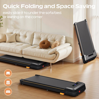 Tapis de marche inclinable Primy, tapis de course portable pour la maison, tapis de marche inclinable 4 en 1 avec télécommande, capacité de 120 kg, tapis de course compact de 2,5 CV avec écran LED pour la marche et la course