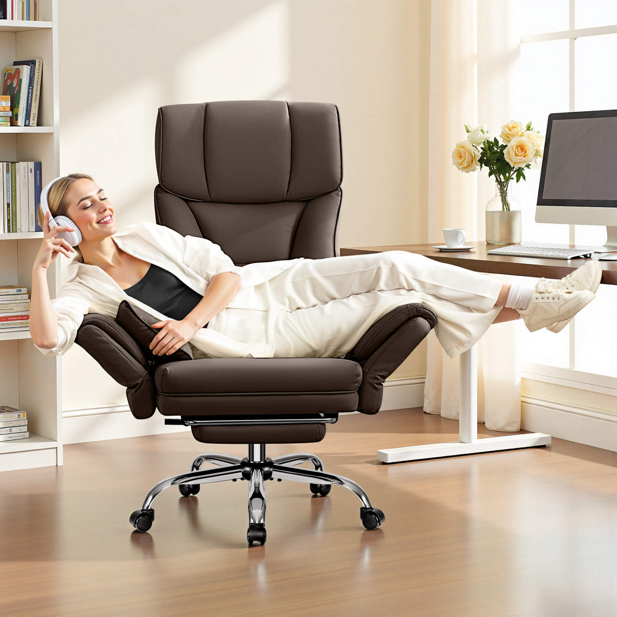 Grand Fauteuil de Bureau de Direction avec Soutien Lombaire Ergonomique 6088