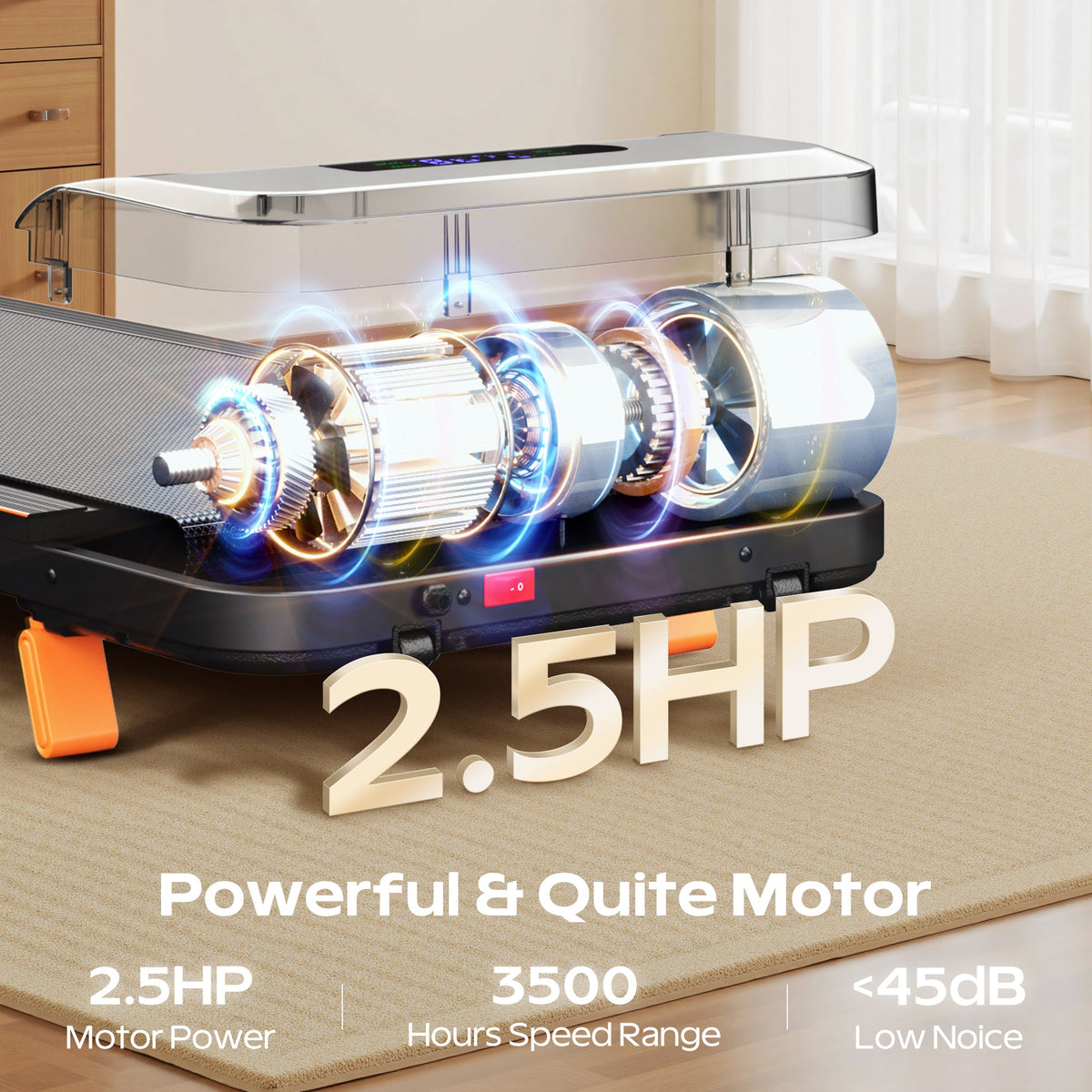 Tapis de marche inclinable Primy, tapis de course portable pour la maison, tapis de marche inclinable 4 en 1 avec télécommande, capacité de 120 kg, tapis de course compact de 2,5 CV avec écran LED pour la marche et la course