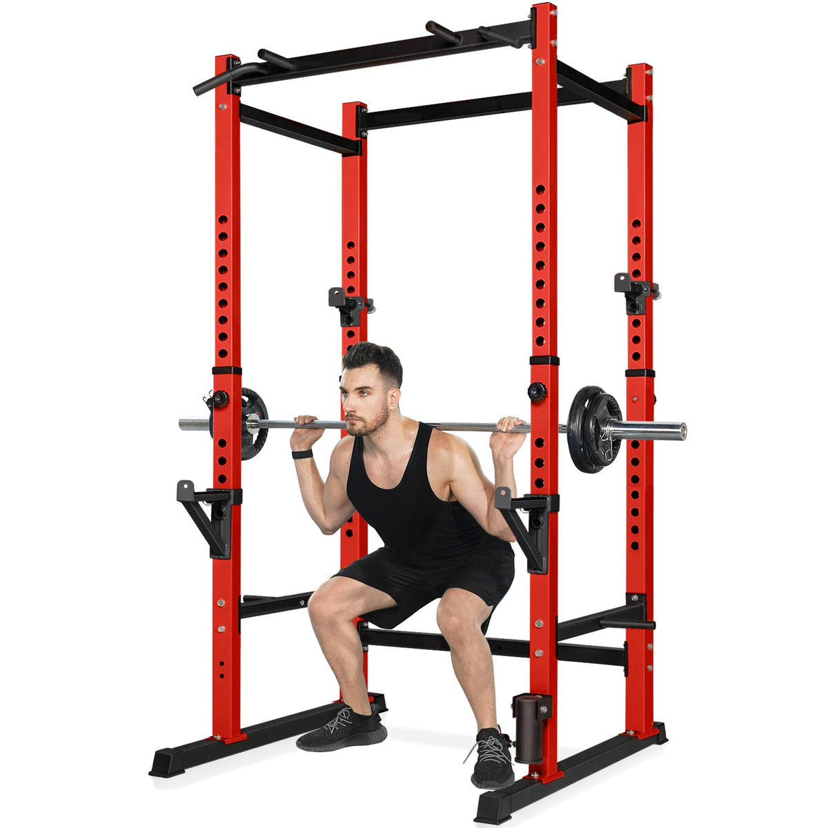 Power Rack Capacité 1000 lb, Cage de Musculation pour Entraînement avec Poids, Support de Squat Réglable pour Équipement de Gymnastique à Domicile, Cage de Levage