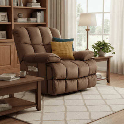 Fauteuil inclinable releveur électrique à positions infinies avec massage et chauffage pour personnes âgées