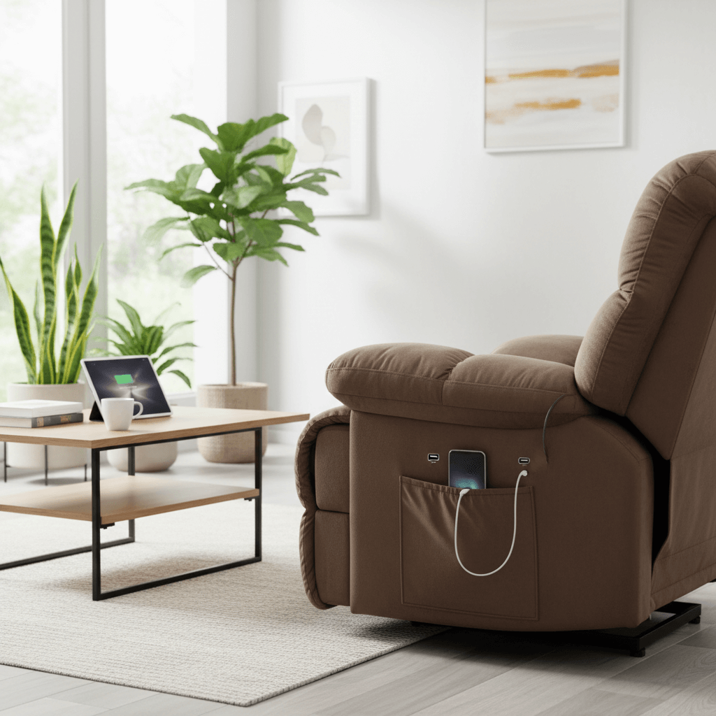 Fauteuil inclinable releveur électrique à positions infinies avec massage et chauffage pour personnes âgées