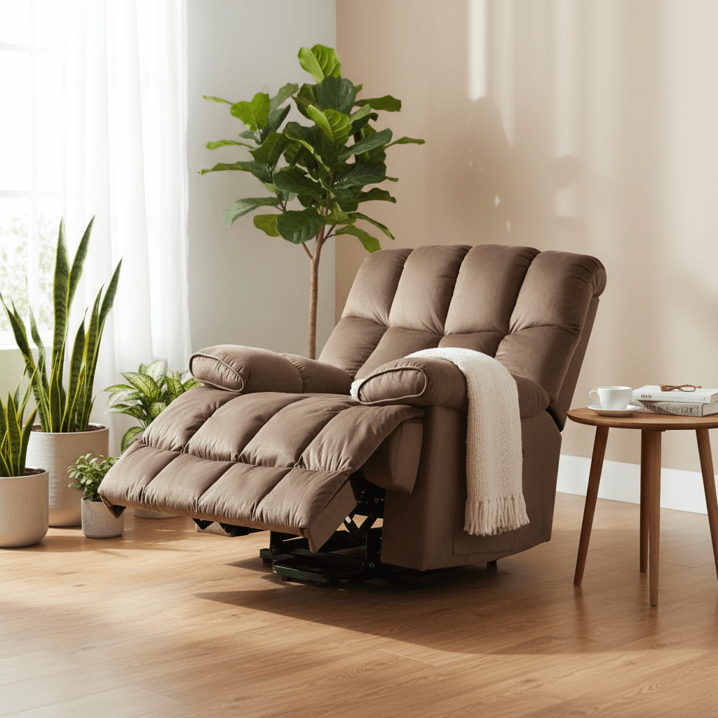 Fauteuil inclinable releveur électrique à positions infinies avec massage et chauffage pour personnes âgées