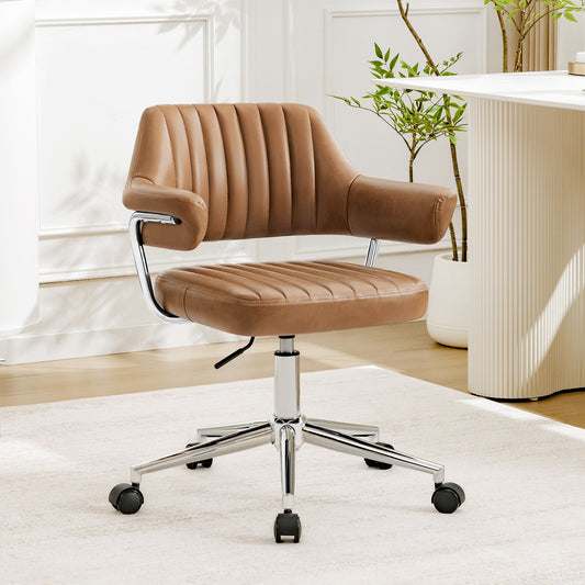 Chaise de coiffeuse pivotante réglable en similicuir avec accoudoirs