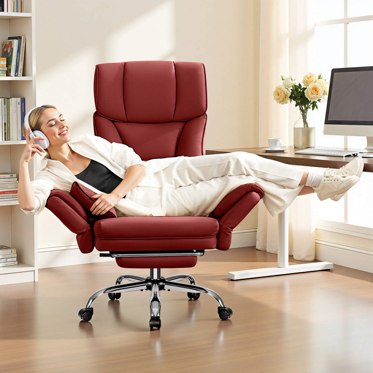 Grand Fauteuil de Bureau de Direction avec Soutien Lombaire Ergonomique 6088