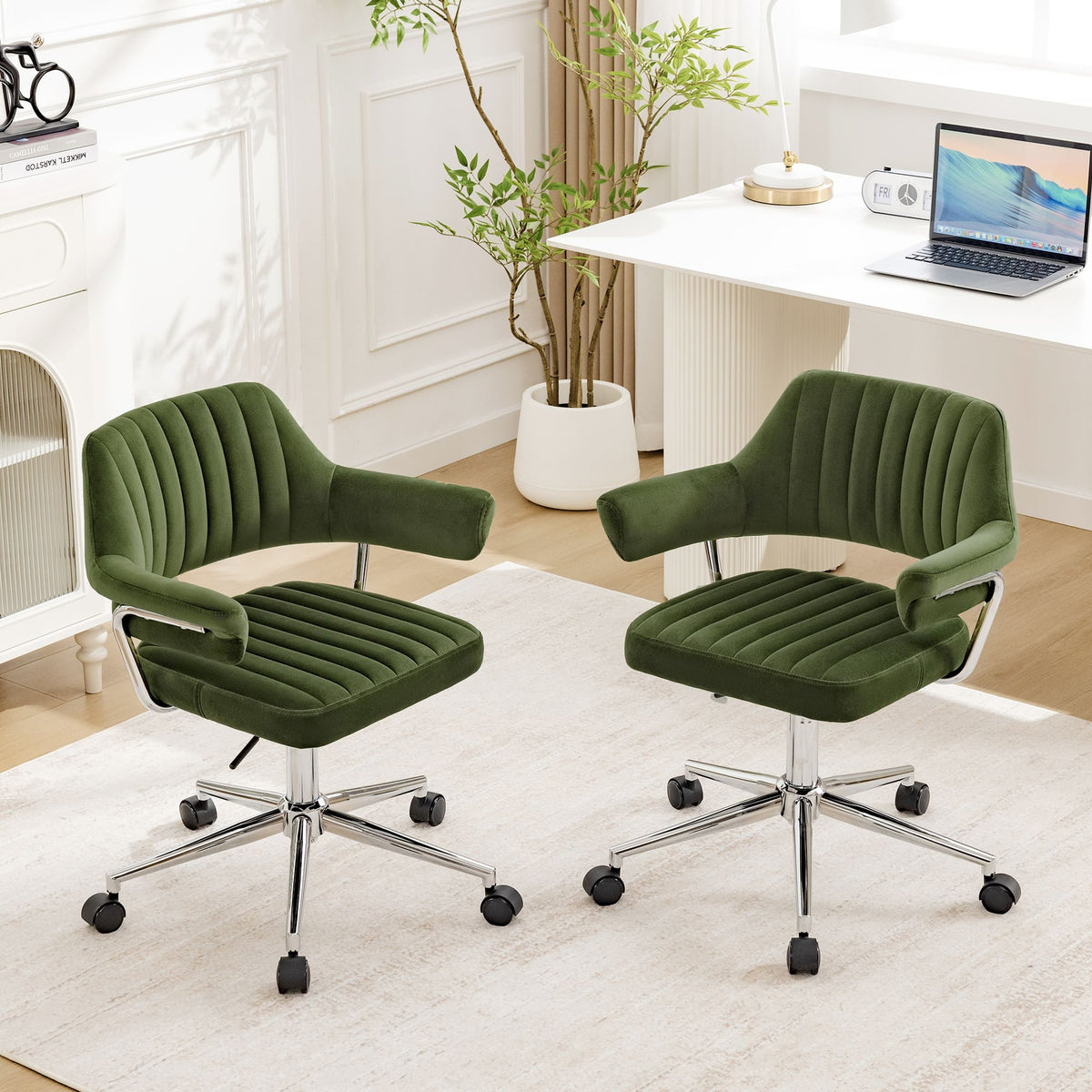 Chaise de coiffeuse pivotante réglable en similicuir avec accoudoirs